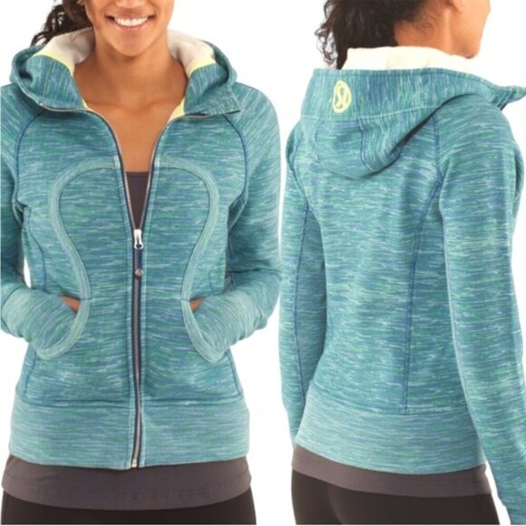 Lululemon Scuba Hoodie Size 6 Green Yellow Blue Stripes - Picture 1 of 11